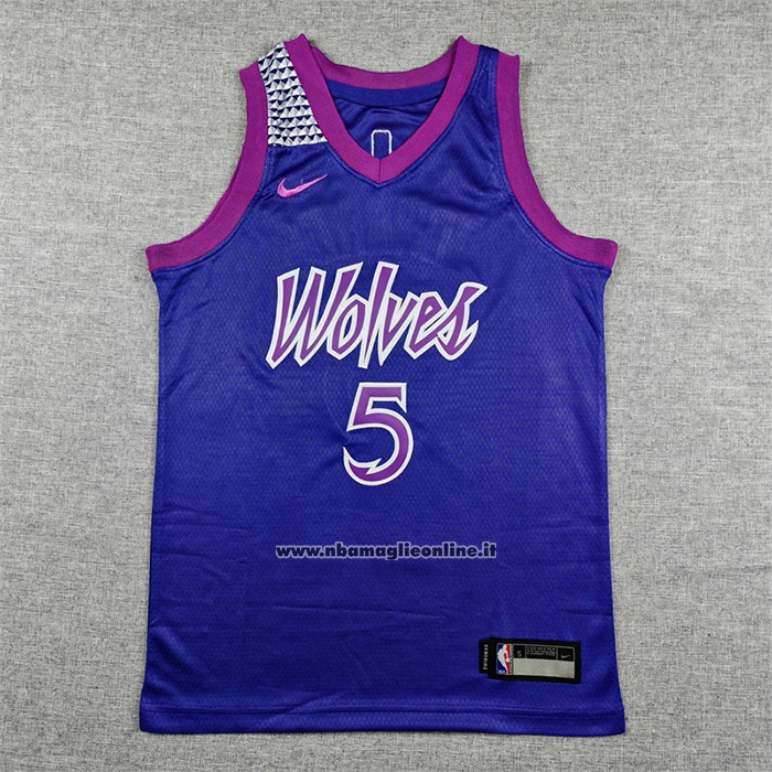 Maglia Bambino Minnesota Timberwolves Anthony Edwards No 5 Citta 2025-26 Nero